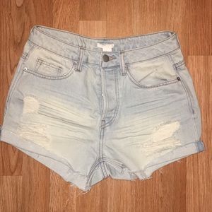 NEW Light Washed High Waisted Ripped Shorts
